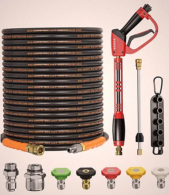 Pressure Washer and Hose Kit, 4800PSI Flexible & Kink-Resistant - Steel Braid...