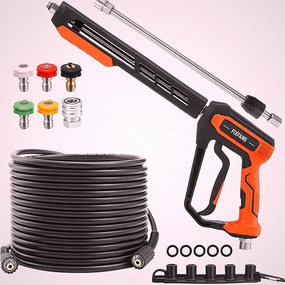 Pressure Washer and Hose Kit, 50 FT High Power Washer Hose with Wand Extensio...