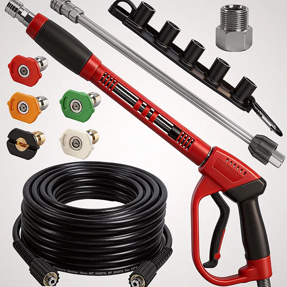 Pressure Washer and Hose Kit, 50 FT Kink Resistant Power Washer Hose and Wand...
