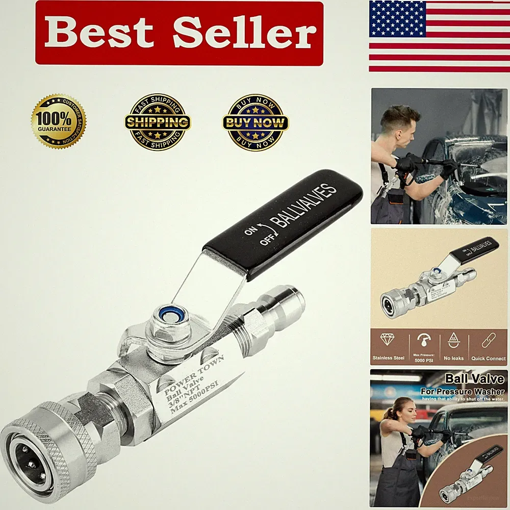 Pressure Washer Ball Valve, 3/8" Quick Connect Shut Off Ball Valve for Power Wa