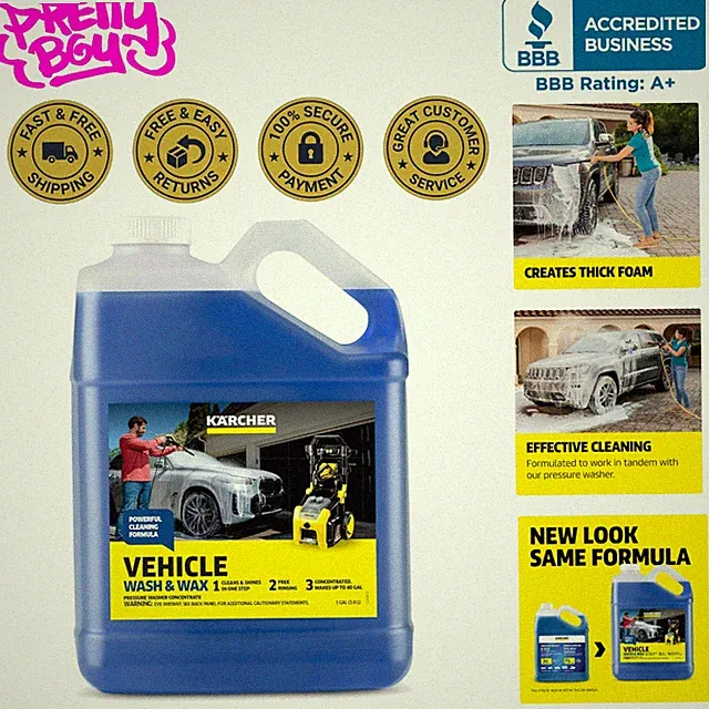 Pressure Washer Compatible Car Wash & Wax - 128 Fl Oz of Fresh Cleaning Power