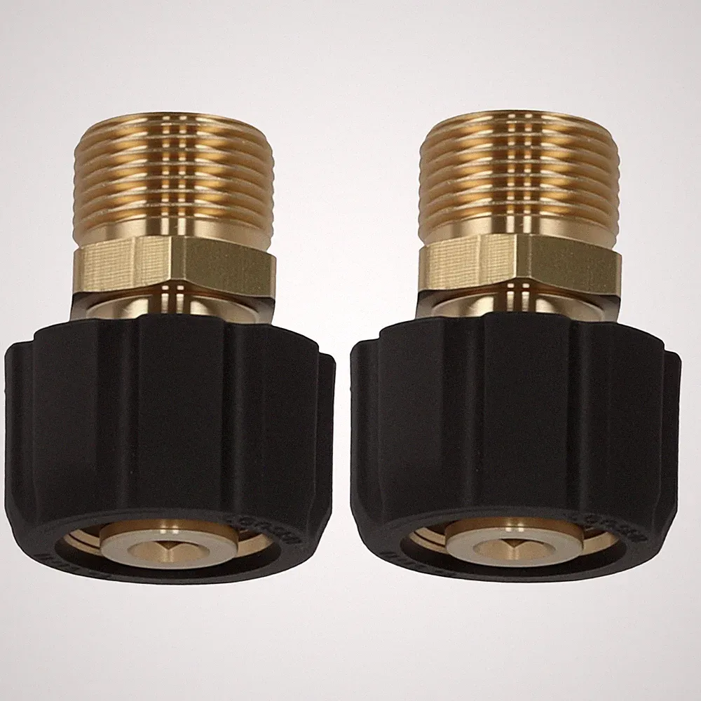 Pressure Washer Coupler Brass M22 15mm Female to M22 14mm Male 5000PSI 2PCS