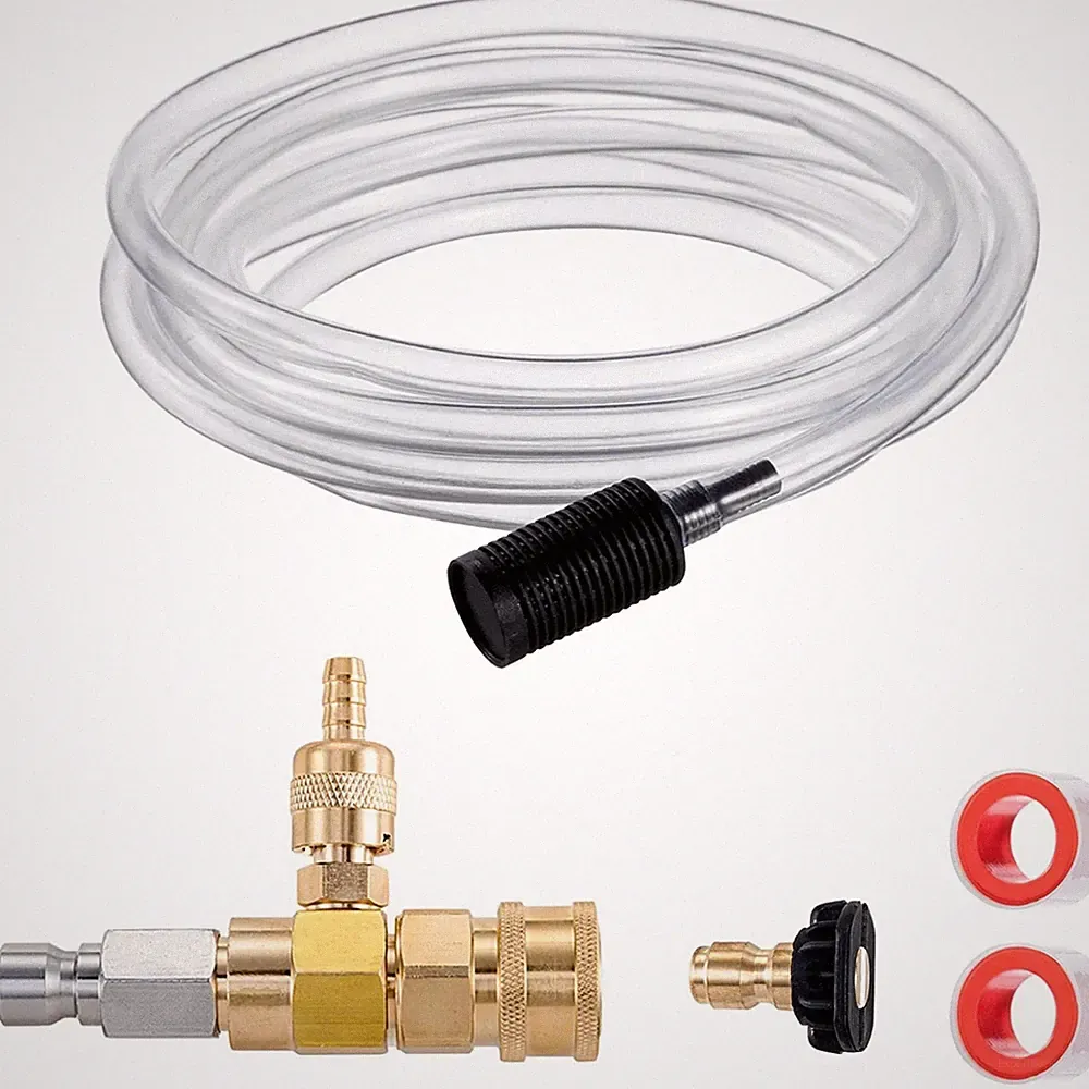 Pressure Washer Detergent Injector Kit Downstream 3/8" 4000 PSI 10ft Hose Set