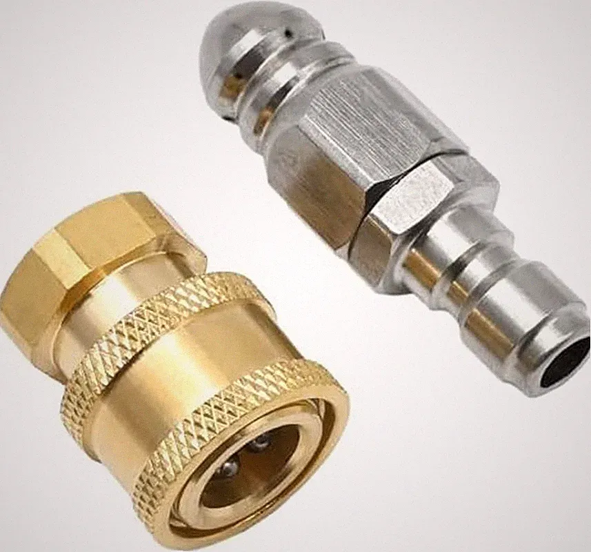 Pressure Washer Drain Jetter Nozzle 1/4" NPT for Sewer Jetting 5000 PSI Brass