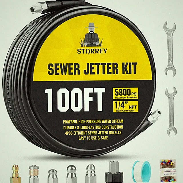 Pressure Washer Drain Jetter – Sewer Jetter Kit for Pressure Washer 100ft 1/4...