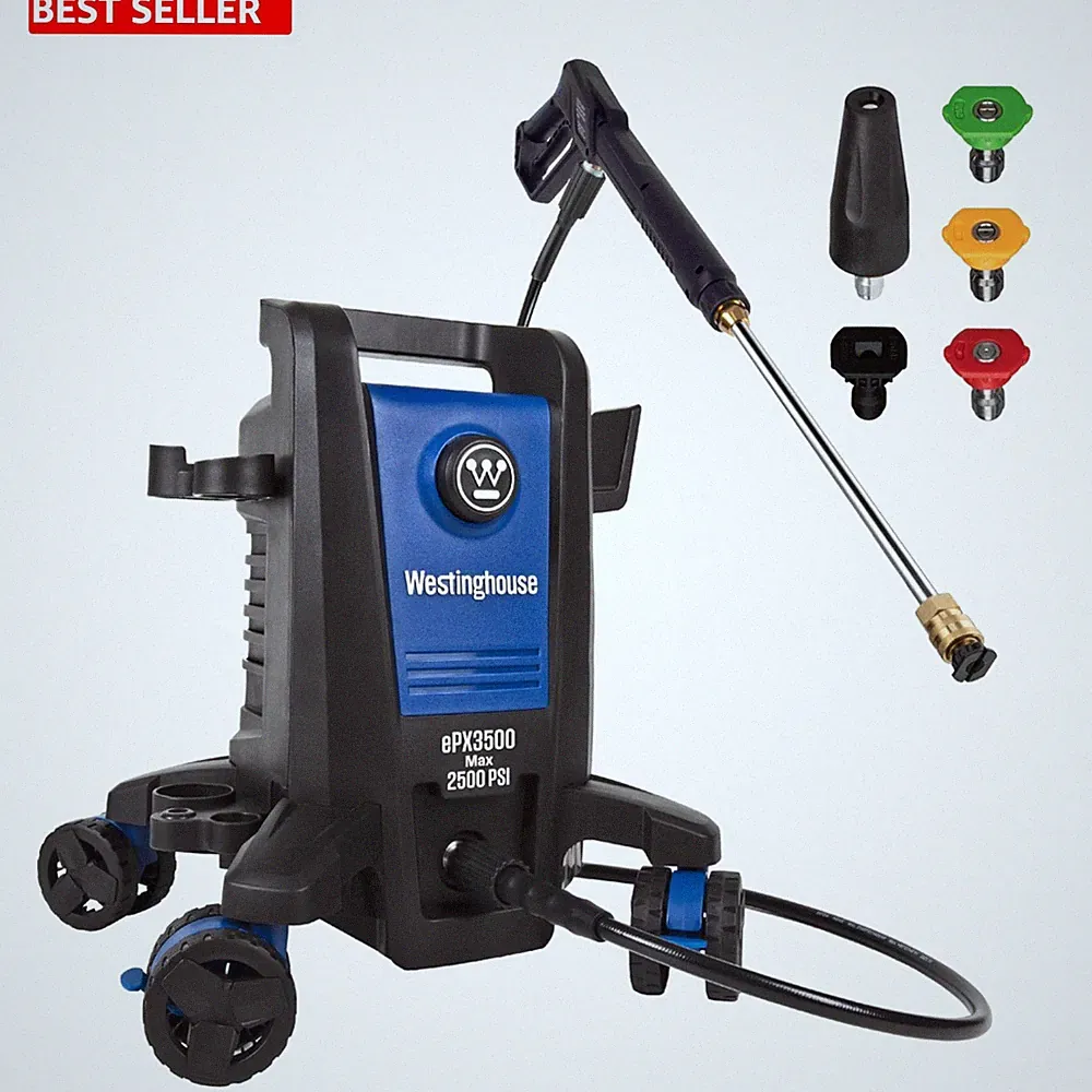 Pressure Washer Electric 2500 PSI 1.76 GPM Anti Tipping Soap Tank Nozzles