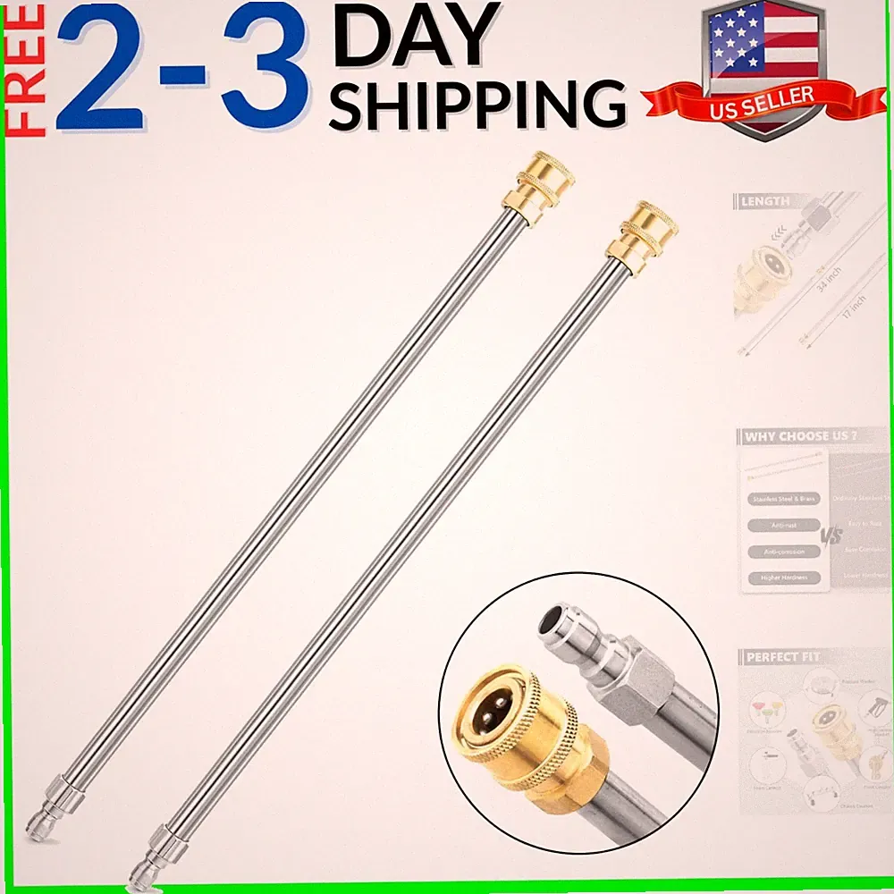 Pressure Washer Extension Wand, 2 Pack 17 Inch Stainless Steel Heavy Duty Wan...