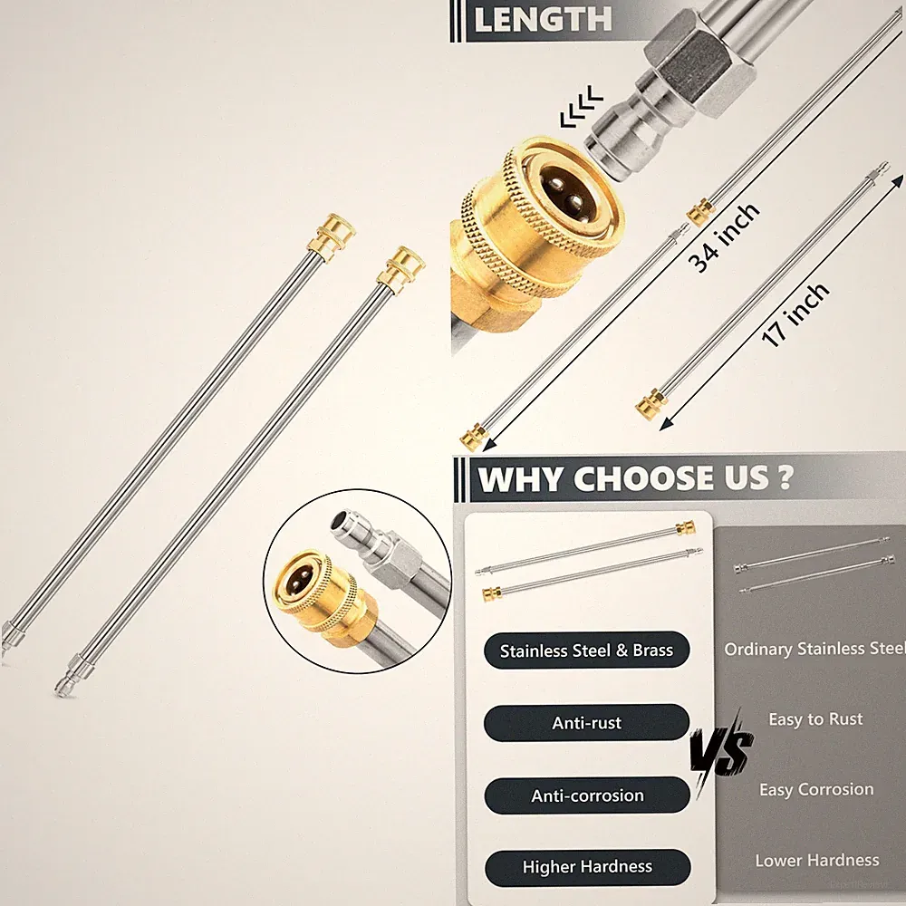 Pressure Washer Extension Wand, 2 Pack 17 Inch Stainless Steel Heavy Duty Wands
