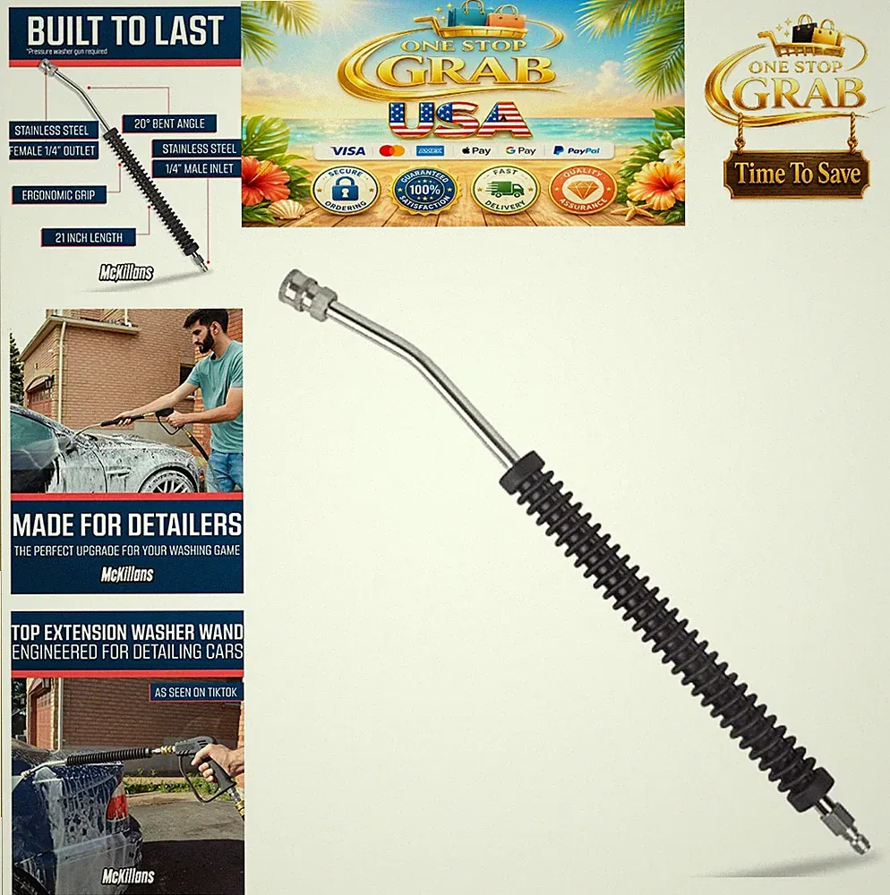 Pressure Washer Extension Wand 21 Inch 1/4 Inch Quick Connect Curved Car Wash