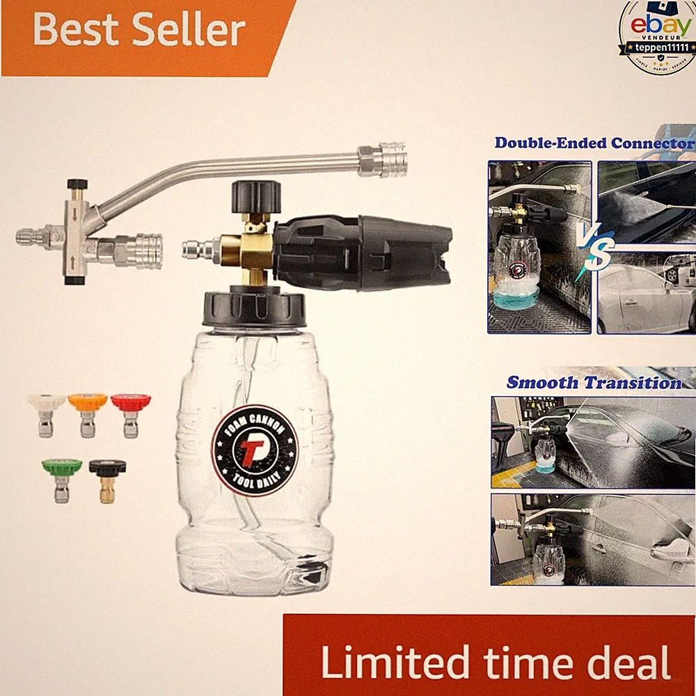 Pressure Washer Foam Cannon 1 Liter Dual Connector for Car Wash Use