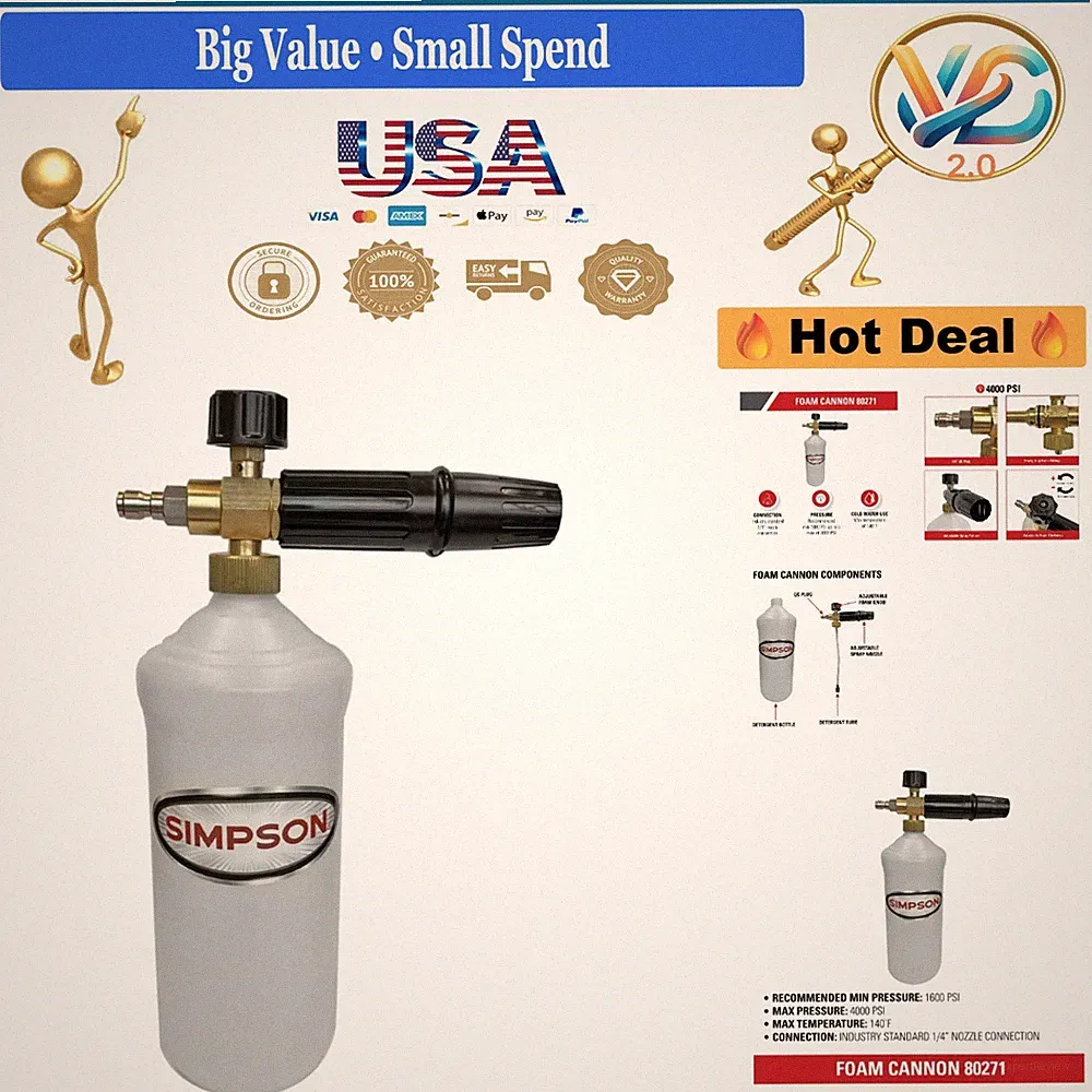 Pressure Washer Foam Cannon 1L White for Up to 4000 PSI