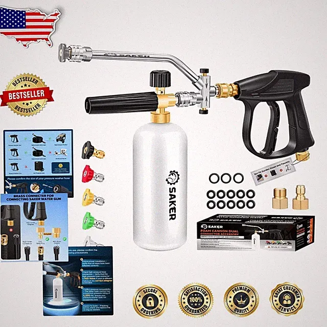Pressure Washer Foam Cannon 4000 PSI Dual Connector 5-Piece Kit