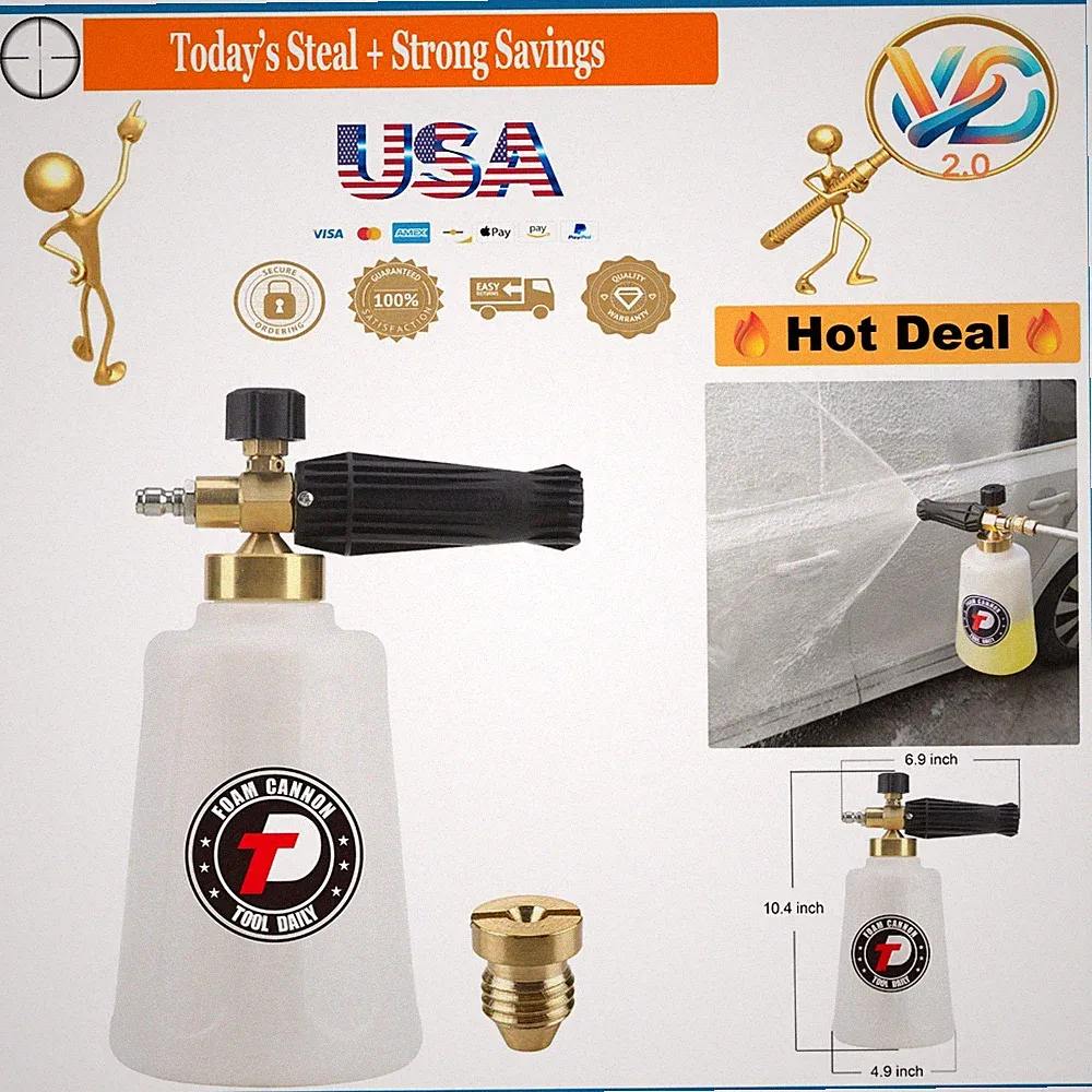 Pressure Washer Foam Cannon Car Wash Snow Foam Lance 1.1mm Nozzle 1.5L