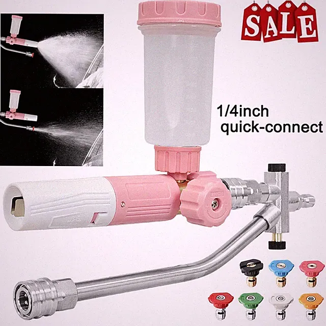 Pressure Washer Foam Cannon Dual-Connector Accessory 1/4" QC 7 Nozzle Tips Kits