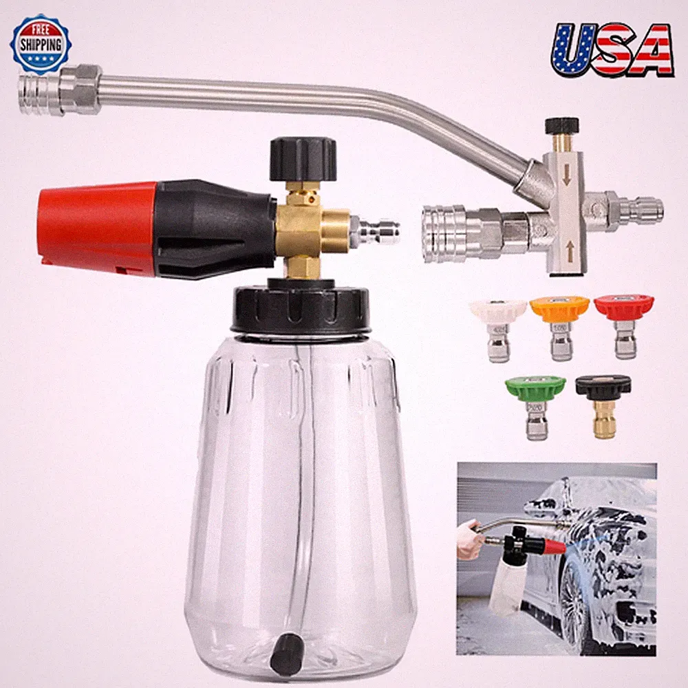 Pressure Washer Foam Cannon, Dual-Connector Double Tip Attachment 1/4inch QC