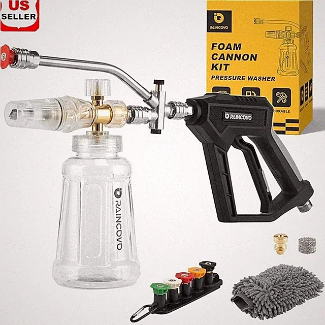 Pressure Washer Foam Cannon Dual Connector Lance Short Gun Nozzle Tips 1500 PSI