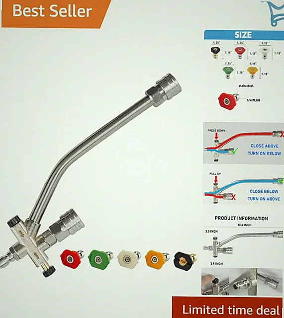 Pressure Washer Foam Cannon Dual-Connector Stainless Steel 4000 PSI 5 Nozzles