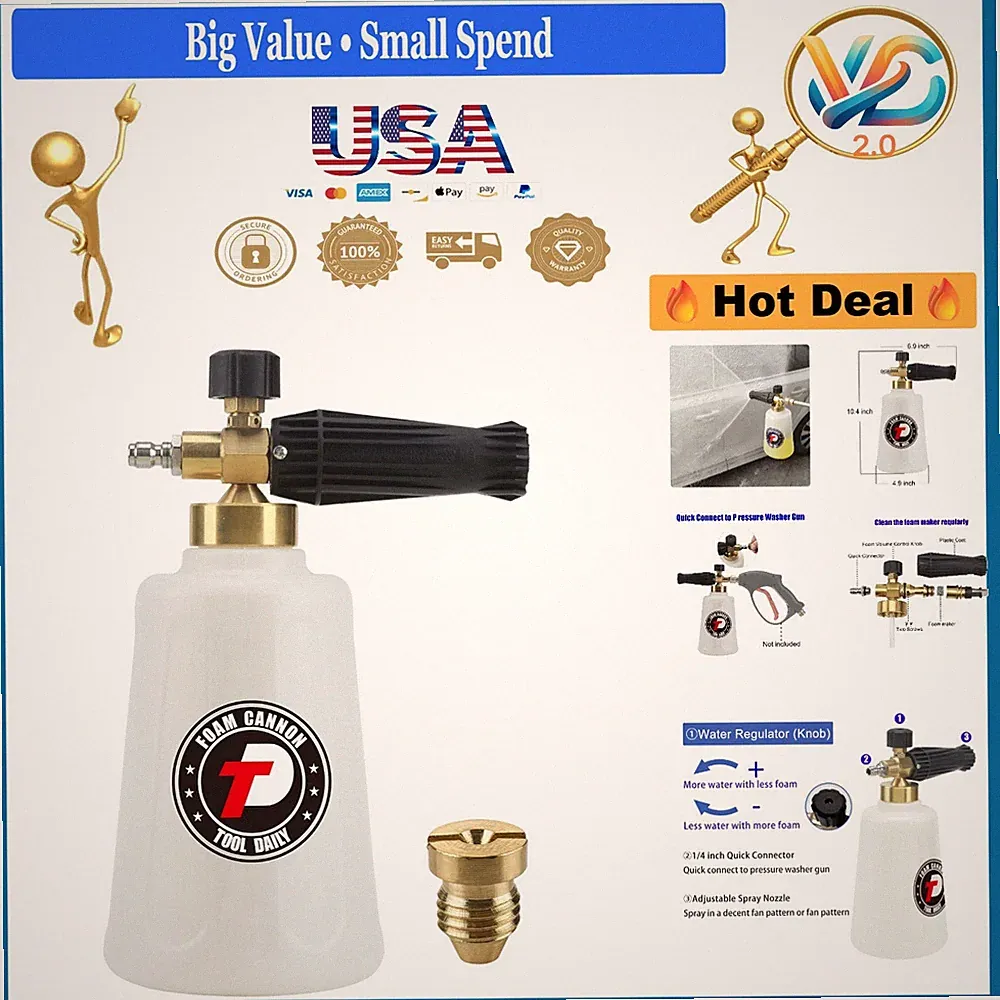 Pressure Washer Foam Cannon for Car Wash 1.5L Snow Foam Lance 1/4" Quick Connect