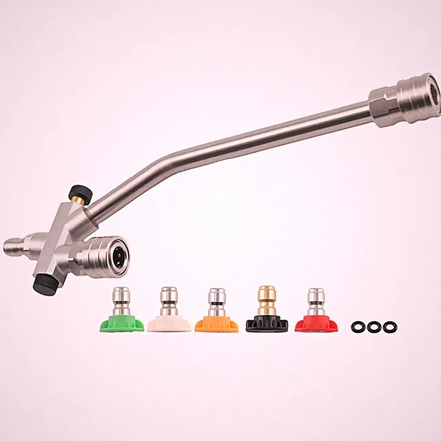 Pressure Washer Foam Cannon Gun Dual Use With 5 Nozzles 4000 PSI 1/4" Stainless