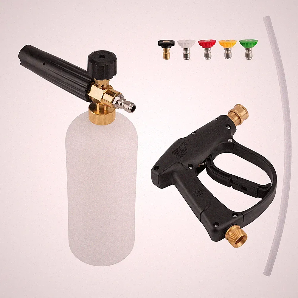 Pressure Washer Foam Cannon Spray Gun 1L Bottle M22-14 with 5 Spray Nozzle Tips