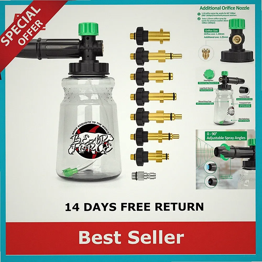 Pressure Washer Foam Cannon Spray Nozzle BEAR FORCE Adapter