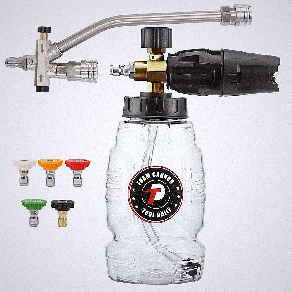 Pressure Washer Foam Cannon with Dual Connector Accessory, Double Tip Attachm...