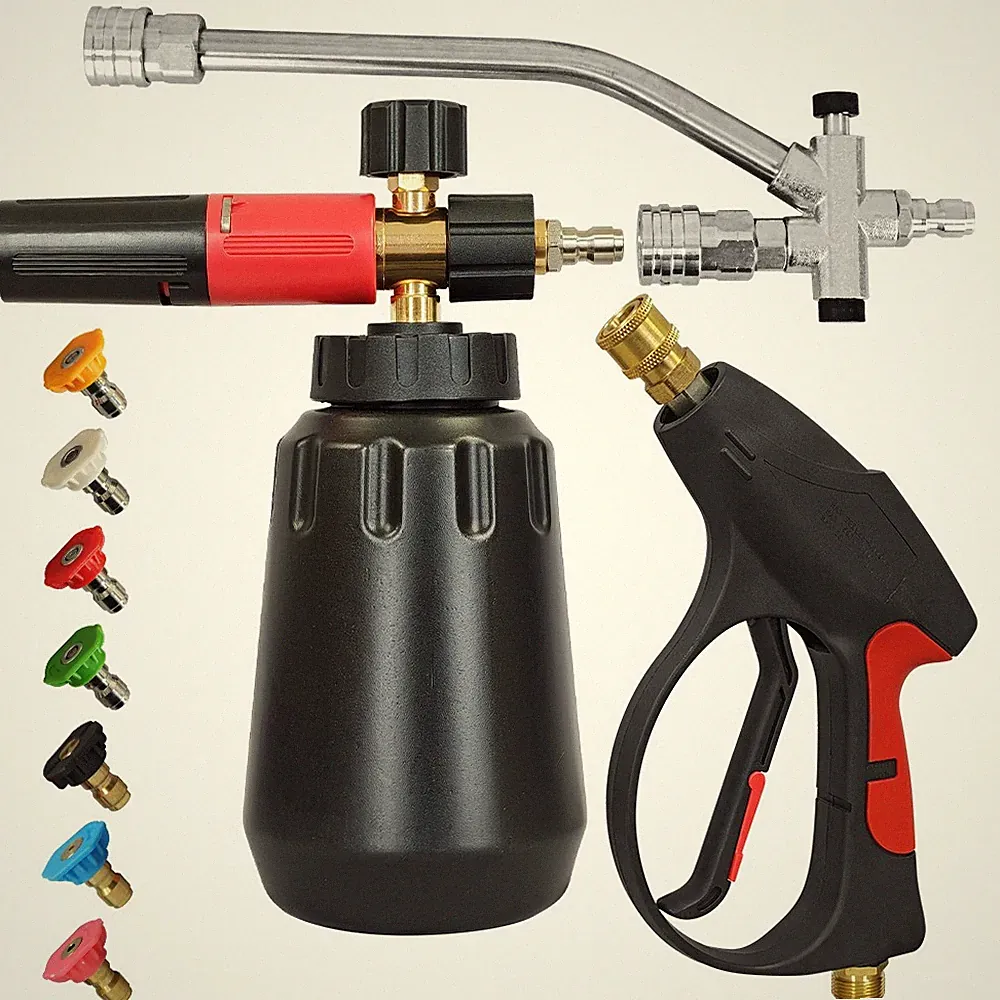 Pressure Washer Foam Cannon with Dual-Connector Double Tip Attachment 7 Nozzles