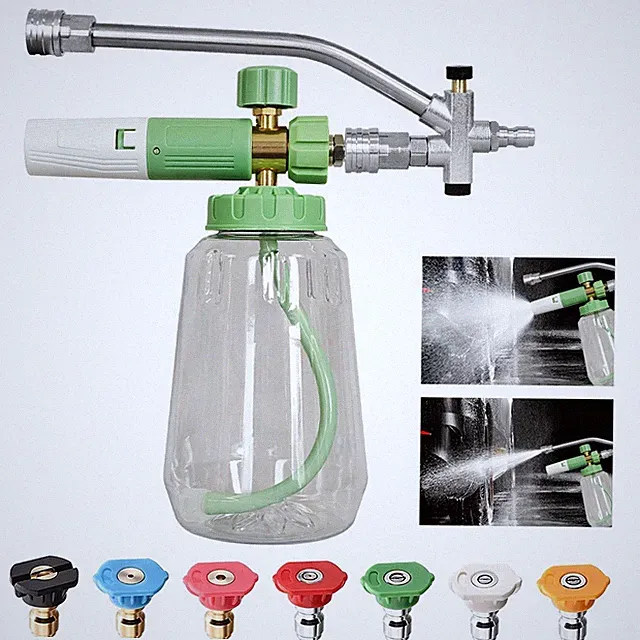 Pressure Washer Foam Cannon with Dual-Connector Double Tip Attachment, 7 Nozzles