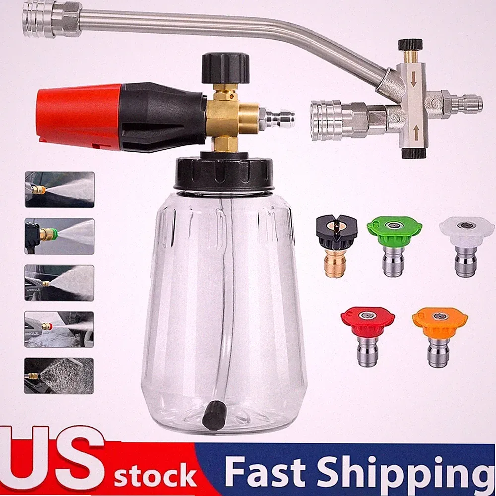 Pressure Washer Foam Cannon with Dual-Connector Double Tip Attachment Dual La...