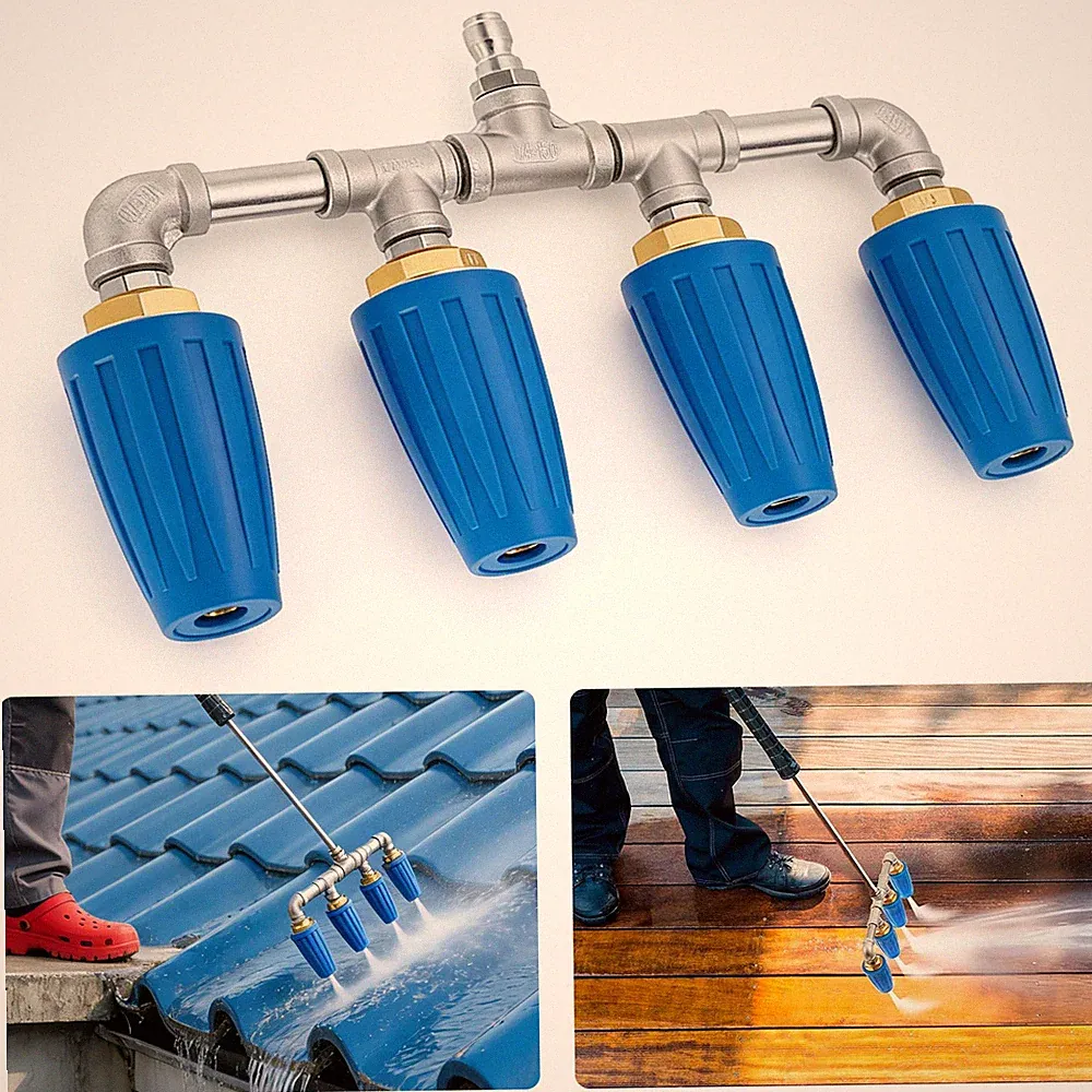 Pressure Washer Four Turbo Nozzle 360° Rotating 1/4" Connect 4000 PSI Heavy Duty