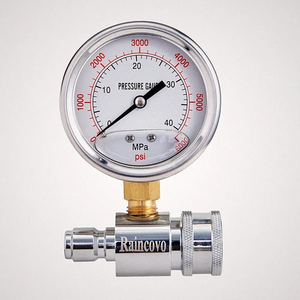 Pressure Washer Gauge, 6000 PSI, 3/8 Inch Quick Connect | Pressure Gauge for...