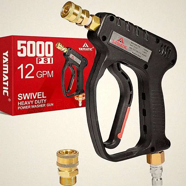 Pressure Washer Gun 5000 PSI Short Handle 14mm M22 Inlet YAMATIC Plug
