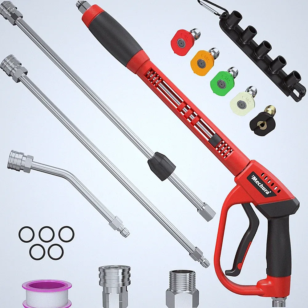 Pressure Washer Gun 5000PSI with Extension Wands，64 Inch red 64 inch