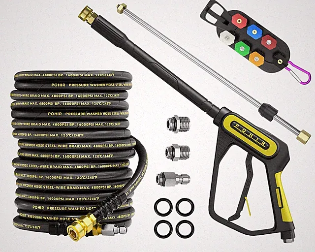 Pressure Washer Gun and Hose 4800psi 100FT Kit, 3/8'' Power Washing Hose Stee...
