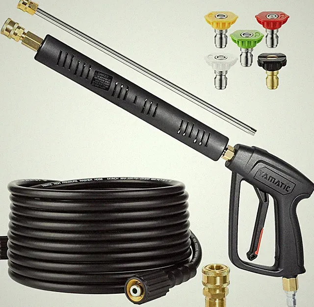 Pressure Washer Gun and Hose Kit, 25 FT Kink Resistant Power Washer Hose and Wan