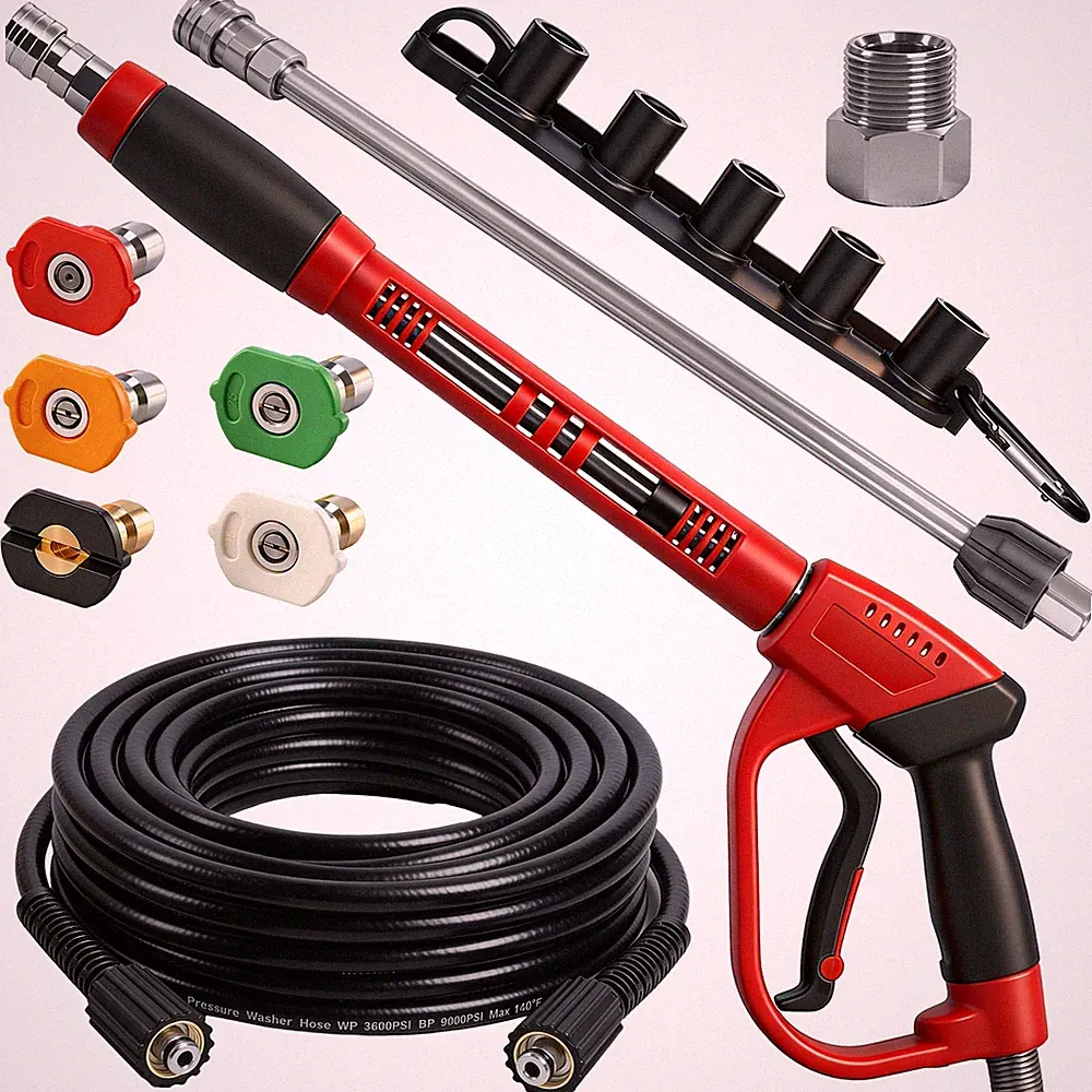 Pressure Washer Gun and Hose Kit, 30 FT Kink Resistant Power Washer Hose and...