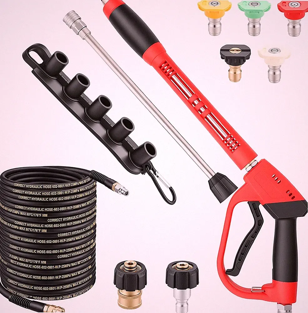Pressure Washer Gun and Hose Kit, 50 Ft 3/8 In, M22-14Mm, 5000 Psi