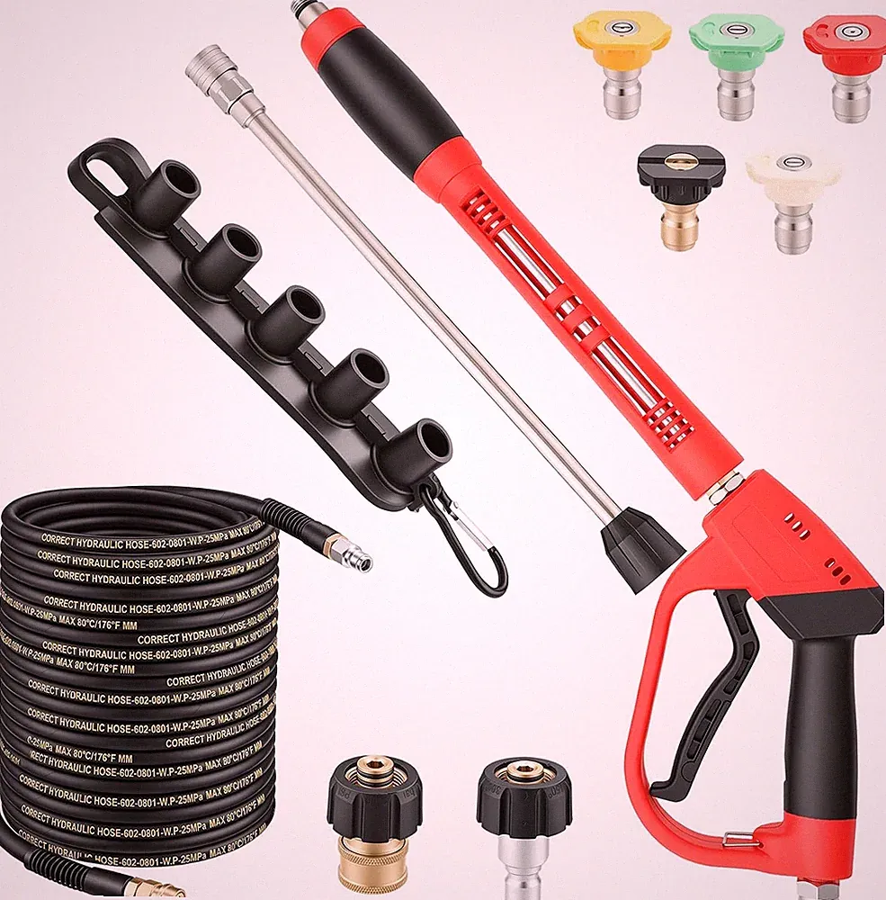 Pressure Washer Gun and Hose Kit, 50 Ft 3/8 In, M22-14Mm, 5000 Psi