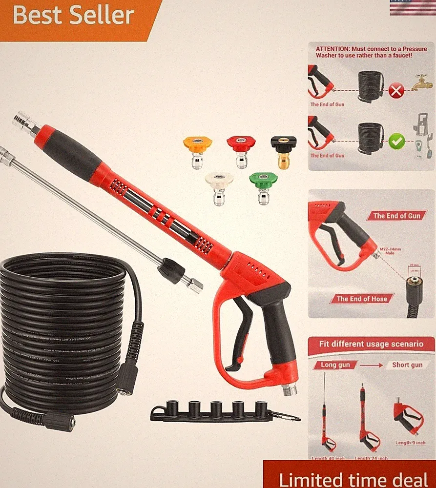 Pressure Washer Gun and Hose Kit, 50 FT Power Washer Hose and Replacement Wan...
