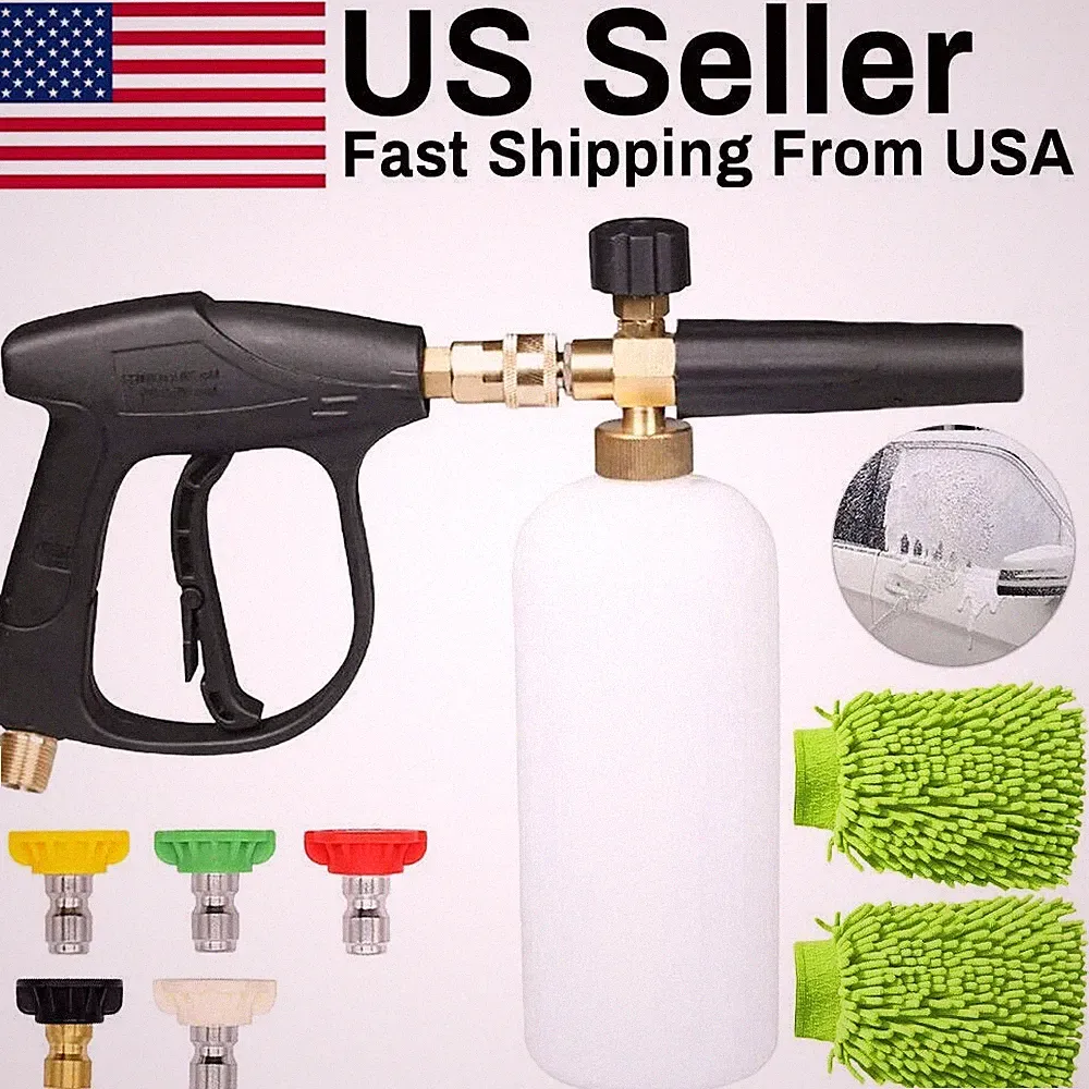 Pressure Washer Gun Car Wash Soap Lance Cannon Spray Jet Bottle Snow Foam Kit