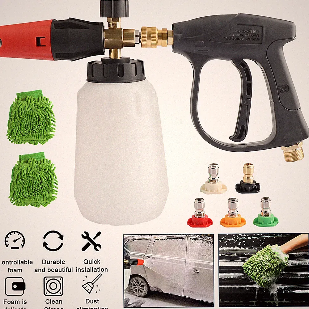 Pressure Washer Gun Car Wash Soap Lance Cannon Spray Jet Bottle Snow Foam Kit