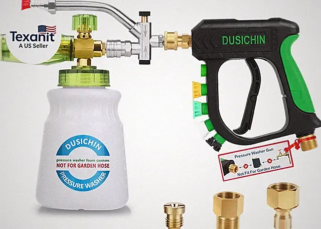 Pressure Washer Gun Foam Cannon Dual Connector Shift Valve, Car Wash Foam Cannon