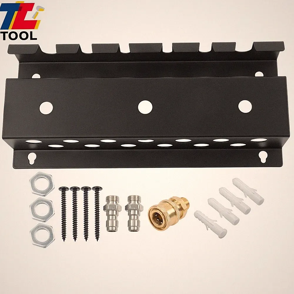 Pressure Washer Gun & Foam Cannon Holder W/1/4" Quick Connector Black Wall Mount