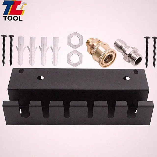 Pressure Washer Gun & Foam Cannon Holder W/1/4" Quick Connector Wall Mount Black