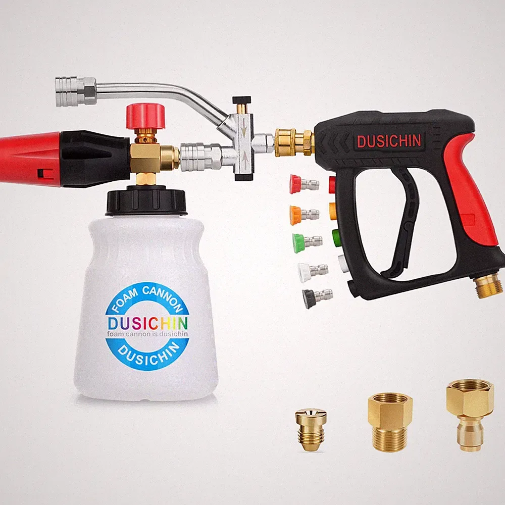 Pressure Washer Gun Foam Cannon Kit, 3000 PSI, M22/3/8" Connectors, 5 Nozzles