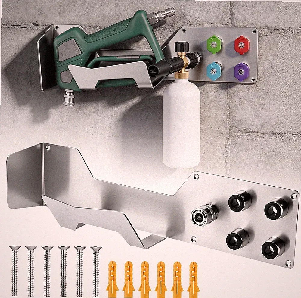 Pressure Washer Gun Holder Stainless Steel Wall Mount Foam Cannon Storage Rack