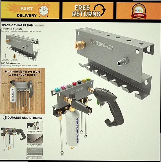 Pressure Washer Gun Holder Wall Mount - Foam Cannon & Tool Storage Rack, Organiz