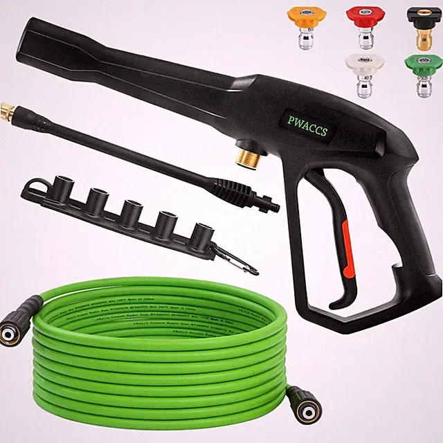 Pressure Washer Gun & Hose Kit - 25FT Hose, 5 Nozzle Tips, M22-14 Fitting, Repla