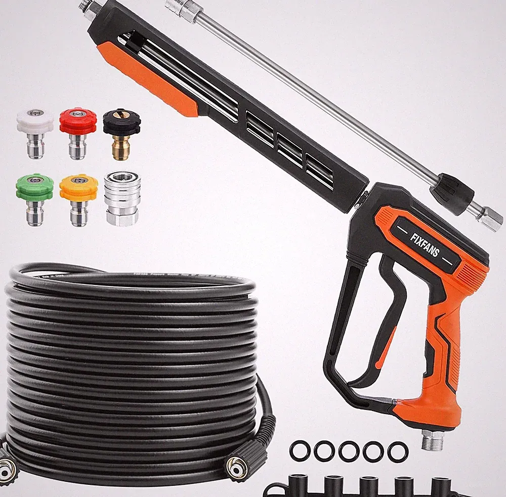 Pressure Washer Gun Hose Kit 50ft M22 14mm Wand 5 Nozzle Tips Quick Connect
