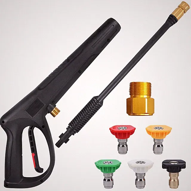 Pressure Washer Gun Kit with M22-14 & M22-15 Fitting Black Standard Nozzle